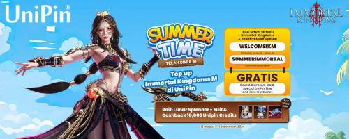 [Summer Time] Top Up Immortal Kingdoms di UniPin - Raih Kode Item Gratis + Cashback 10.000 UniPin Credits Setiap Hari!
